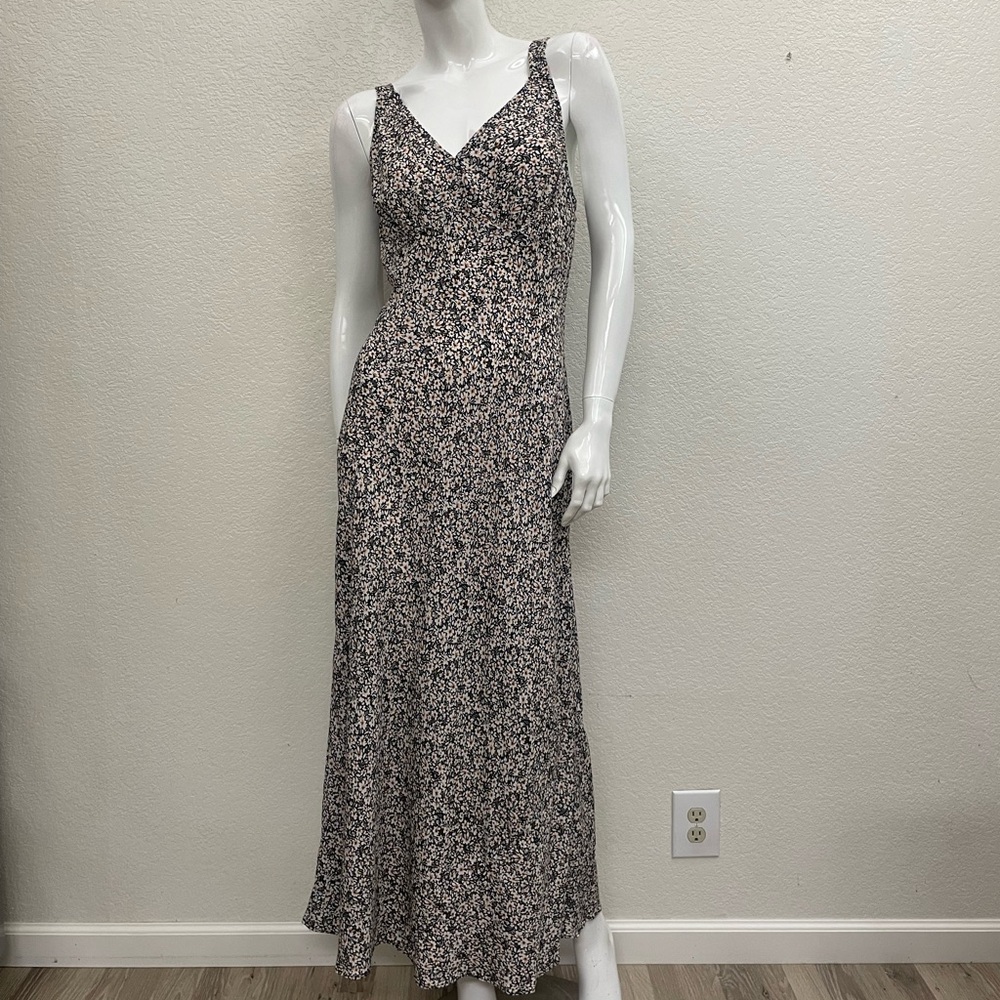 Olivaceous Black and White Floral Maxi Dress